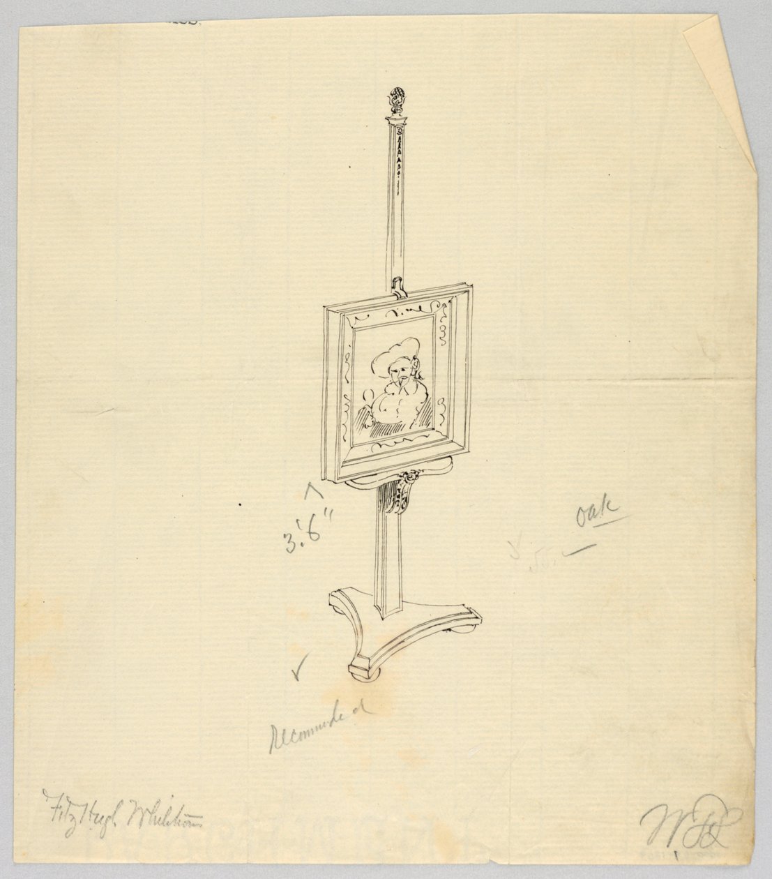 Diseño para un caballete de pintura de roble de A.N. Davenport Co.