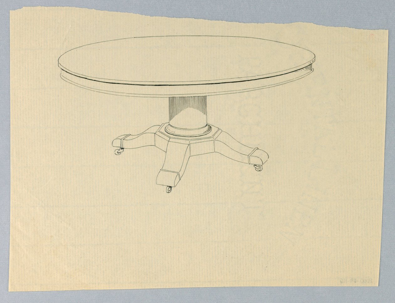 Diseño para una mesa redonda sobre base moldeada de A.N. Davenport Co.