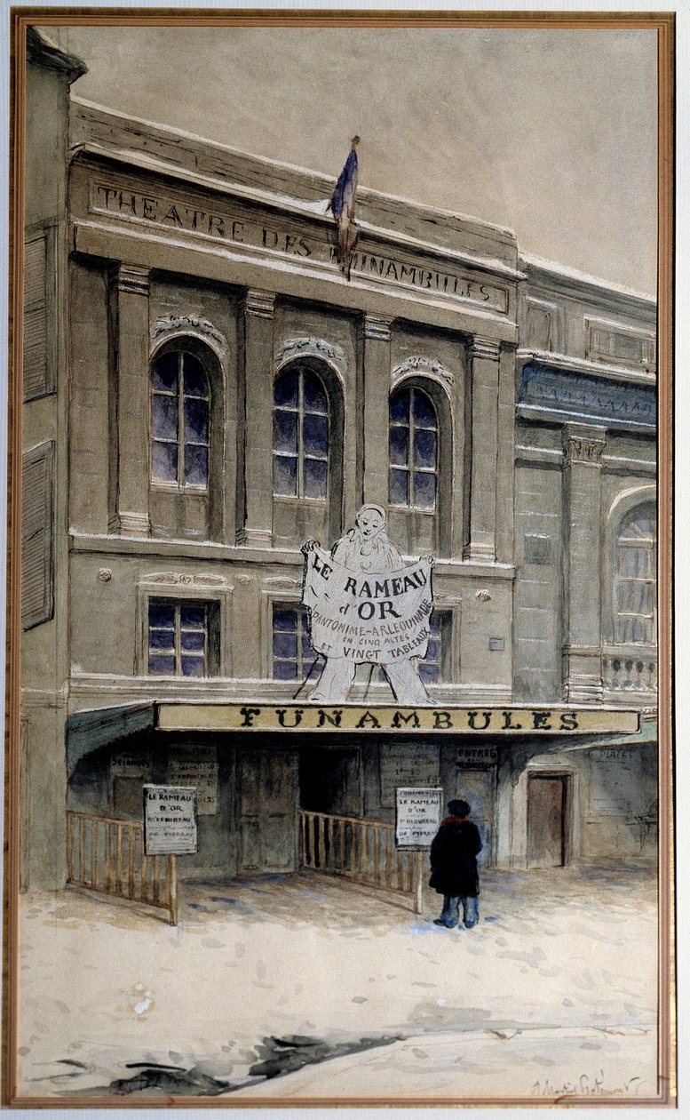 Vista del Teatro des Funambules en el bulevar del Crimen (bulevar del Temple en París). Acuarela de Adolphe (1828-1883) París. Museo Carnavalet de A.P. Martial