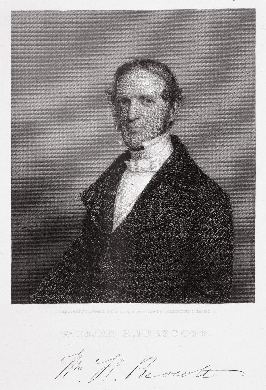 William Hickling Prescott, grabado por Thomas B. Welch (1814-74) de A.S. and Hawes, J. Southworth
