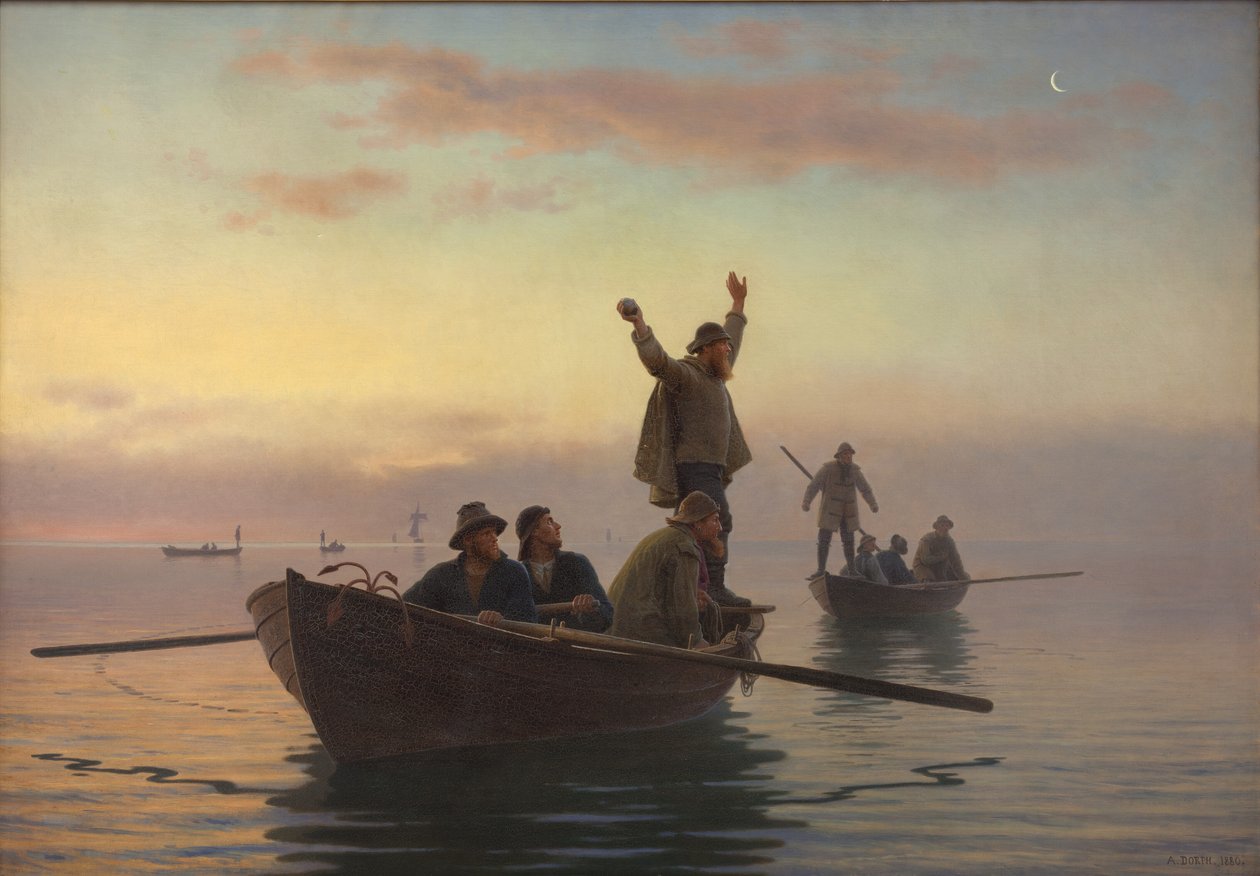 Pesca de pez aguja con red de deriva. Temprano en la mañana de A. Dorph