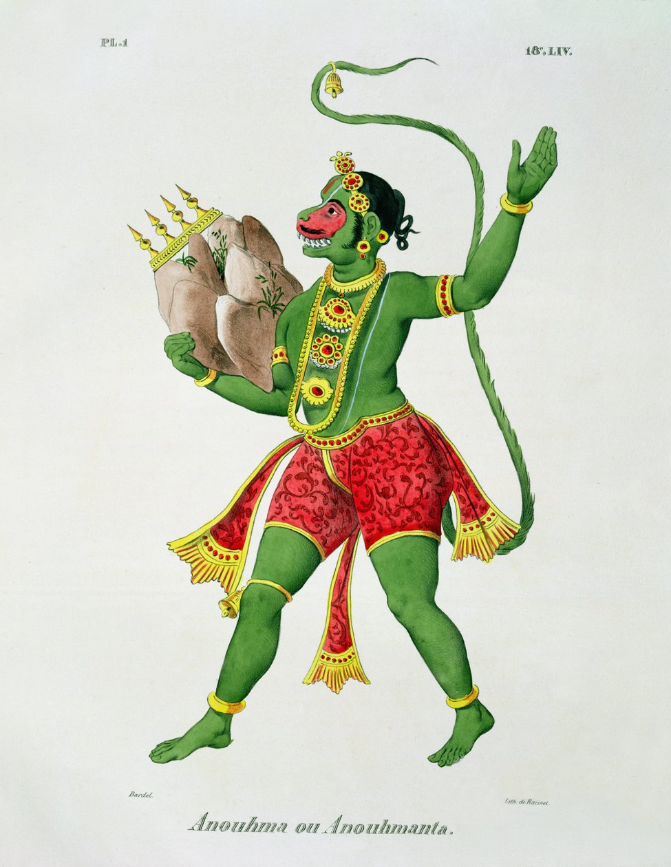 Hanuman, grabado por de Racinet de A. Geringer