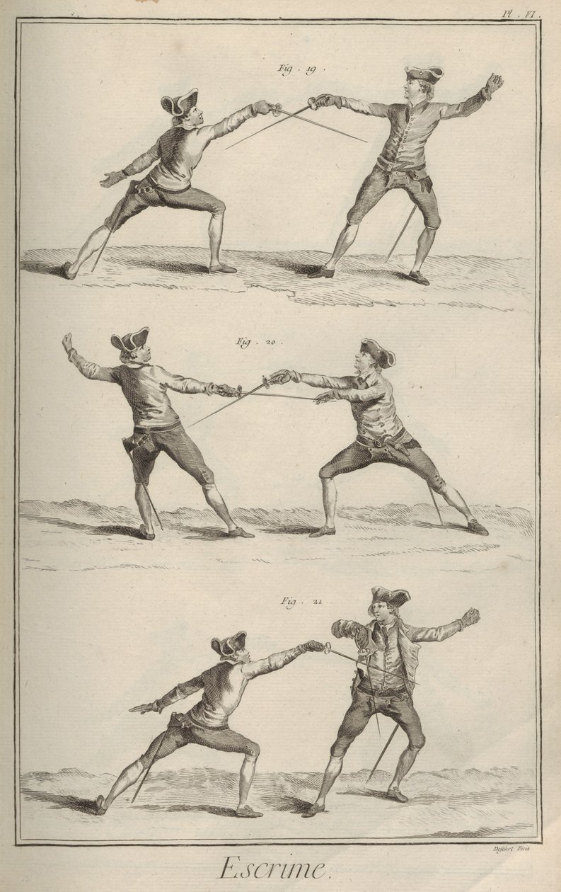 Esgrima. De la Encyclopédie de Denis Diderot y Jean Le Rond d