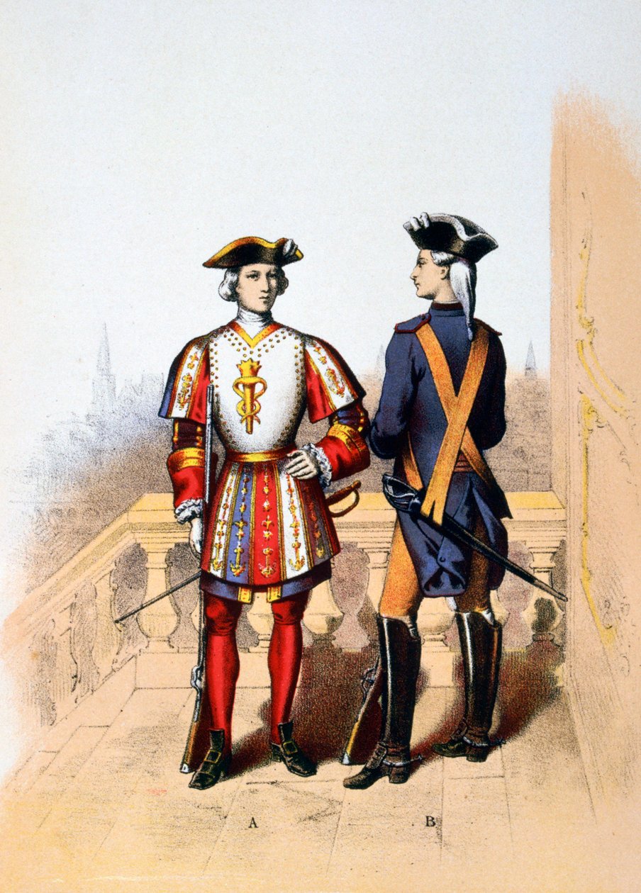 Guardia real del rey y caballero, siglo XVIII 1887 de A. Lemercier