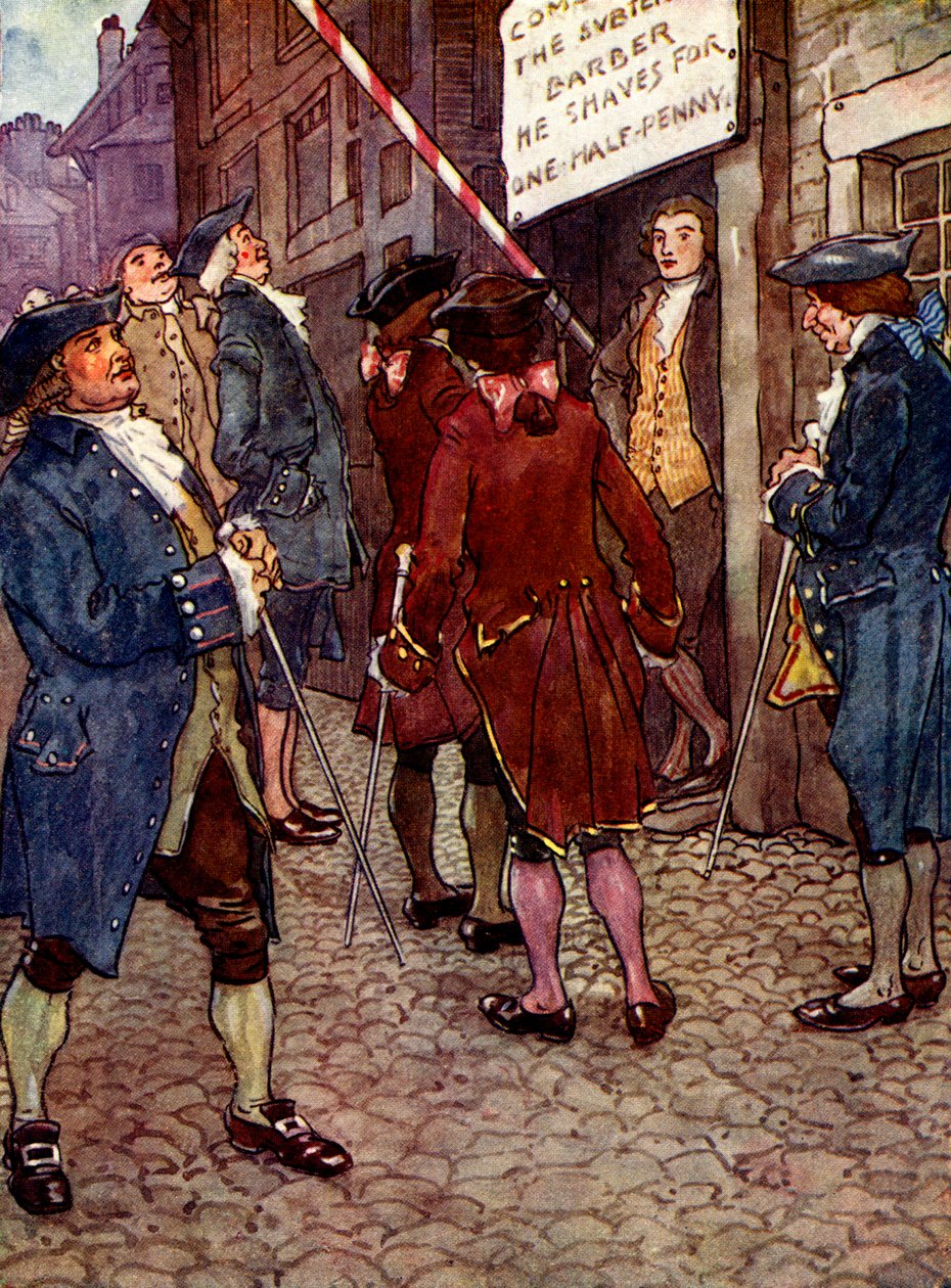 La tienda de Richard pronto se convirtió en la moda, 1750s, 1905 de A. S. Forrest