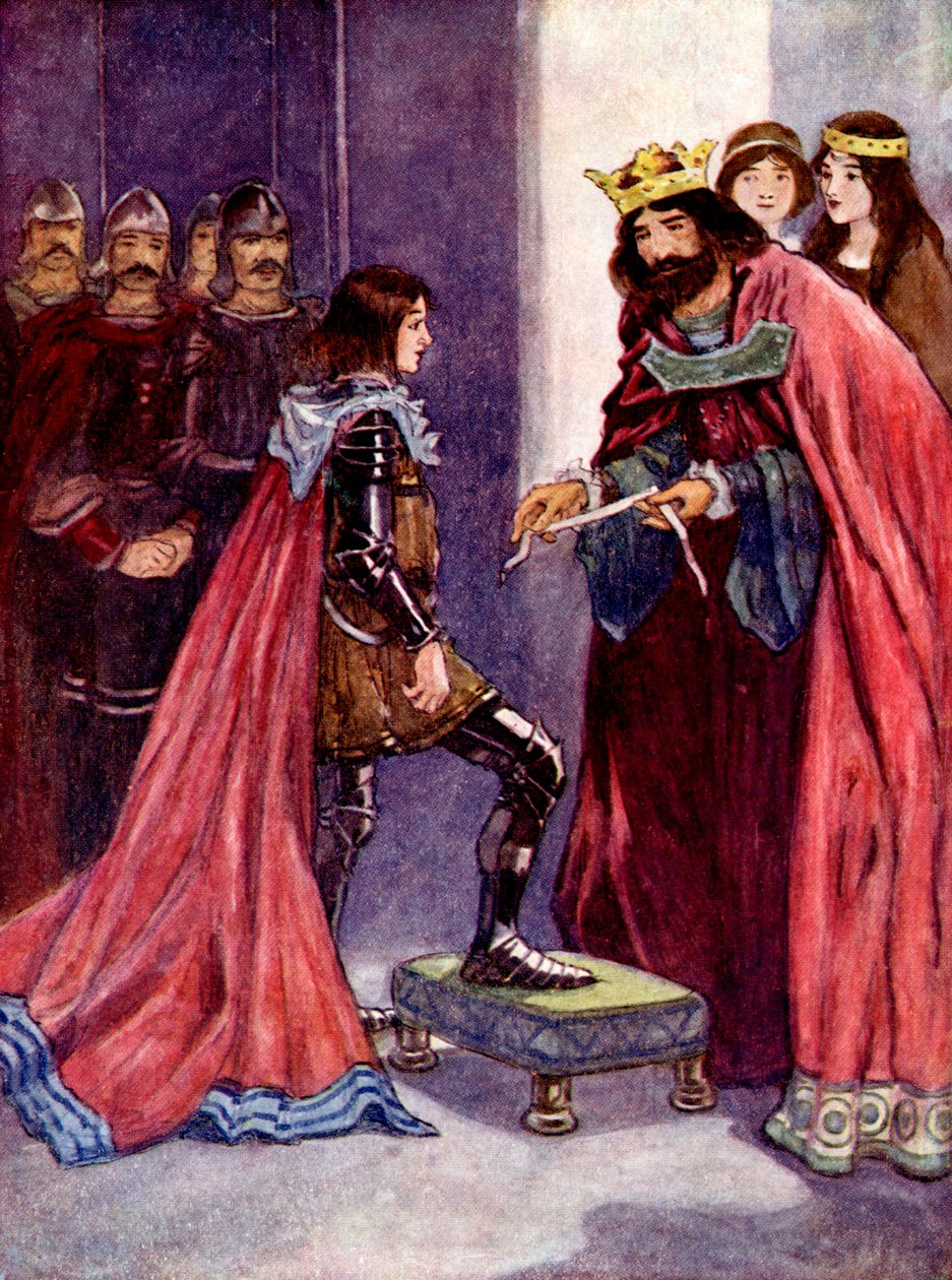 El Rey hizo al Príncipe Negro Caballero de la Orden de la Jarretera, 1348, 1905 de A. S. Forrest