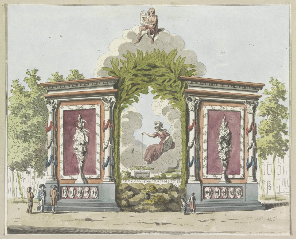 Artes y Ciencias, decoración en Noordermarkt, 1795 Diez platos de las decoraciones en Alliantiefeest en Amsterdam en 1795 (título de la serie) de A. Verkerk