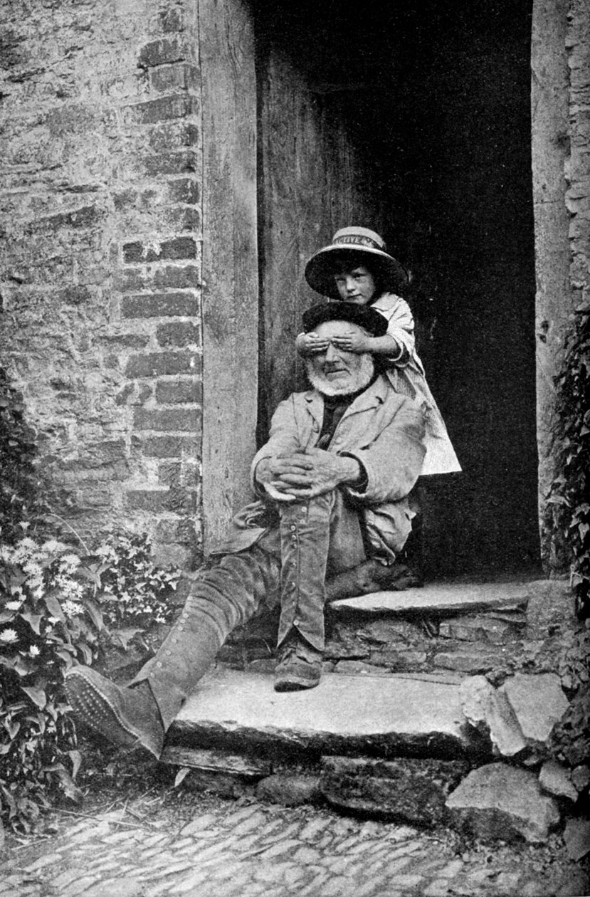 Una niña con su abuelo, Inglaterra, c. 1922 de A. W. Cutler