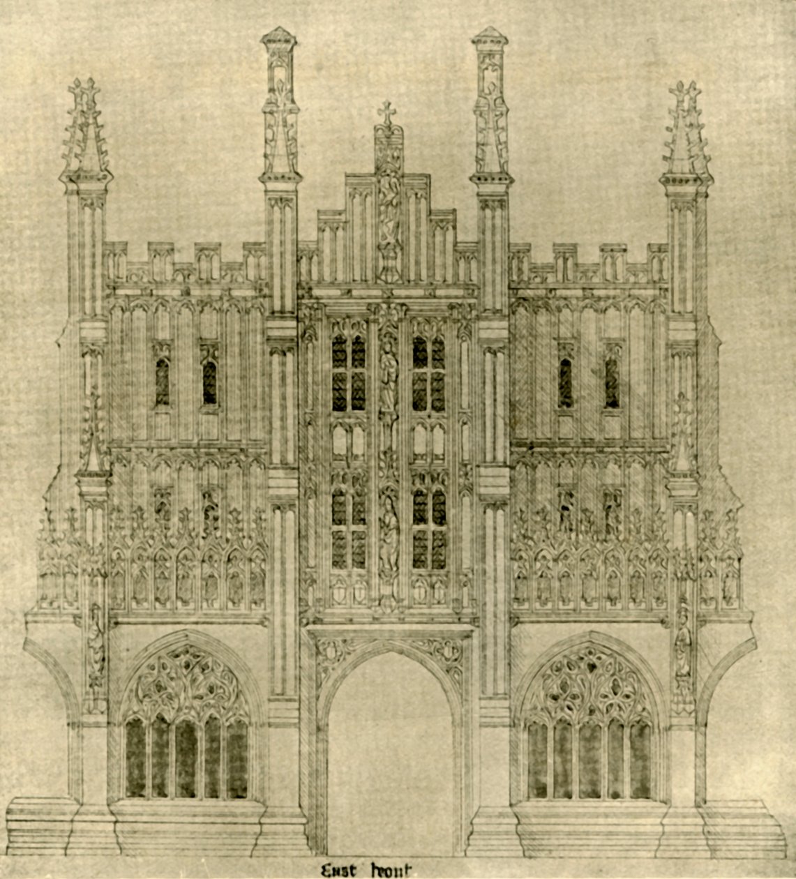 Dibujo arquitectónico: Frente este, 1833-1834, 1906 de A. W. N. Pugin