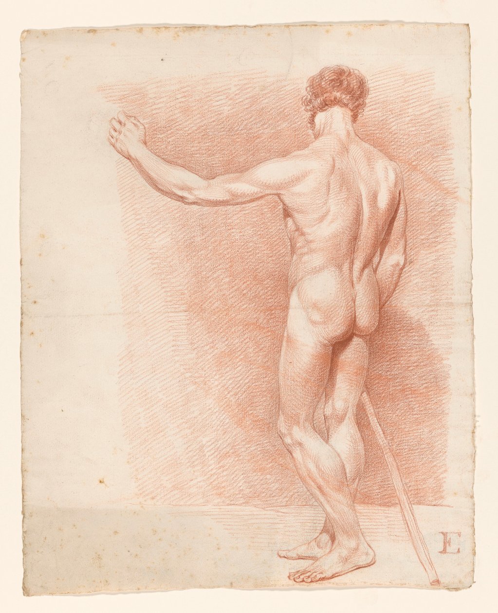 Desnudo masculino de pie, visto desde atrás de A. Waterloo (attributed to)