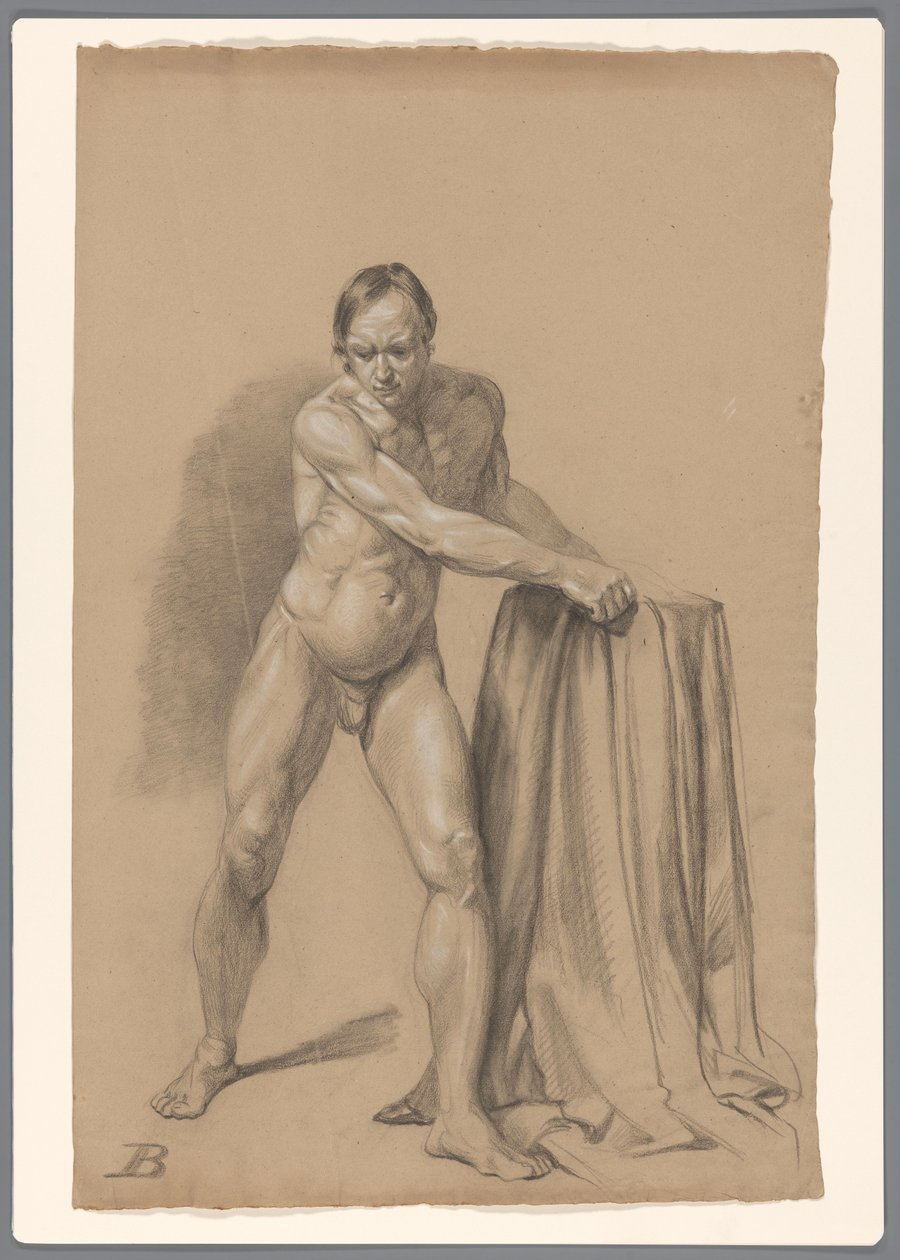 Desnudo masculino de pie, visto de frente de A. Waterloo (attributed to)
