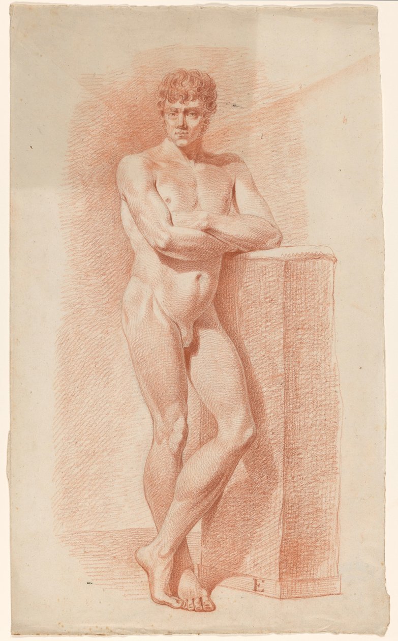 Desnudo masculino de pie, visto de frente de A. Waterloo (attributed to)