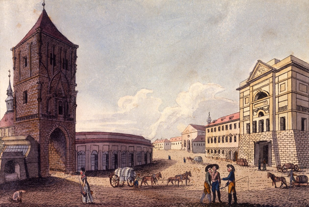 Torre de la Pólvora y la Aduana de Hybern, Praga, c.1810 de A. and Berka, Johann Gustav