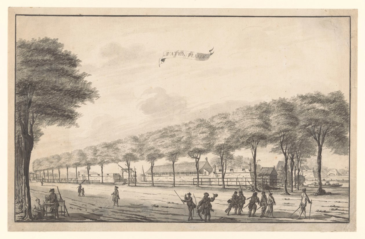 Vista de Fort de Waterplaats en Molenvliet en Batavia Pozo de agua (título sobre el objeto) de A. de Nelly (possibly)