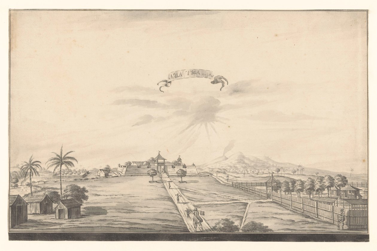 Vista de la fortaleza de Salatiga Salatiga (título sobre objeto) de A. de Nelly (possibly)