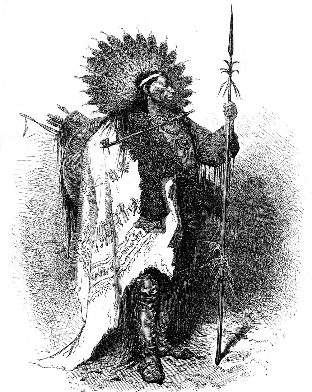 Un nativo americano, EE.UU., siglo XIX de A. de Neuville