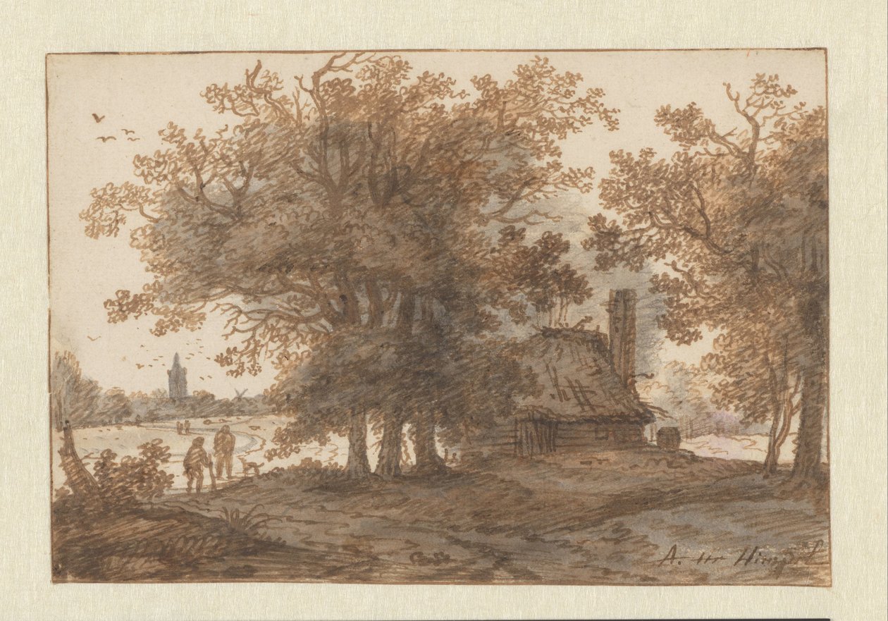 Paisaje con una casa entre árboles de Aarnout ter Himpel