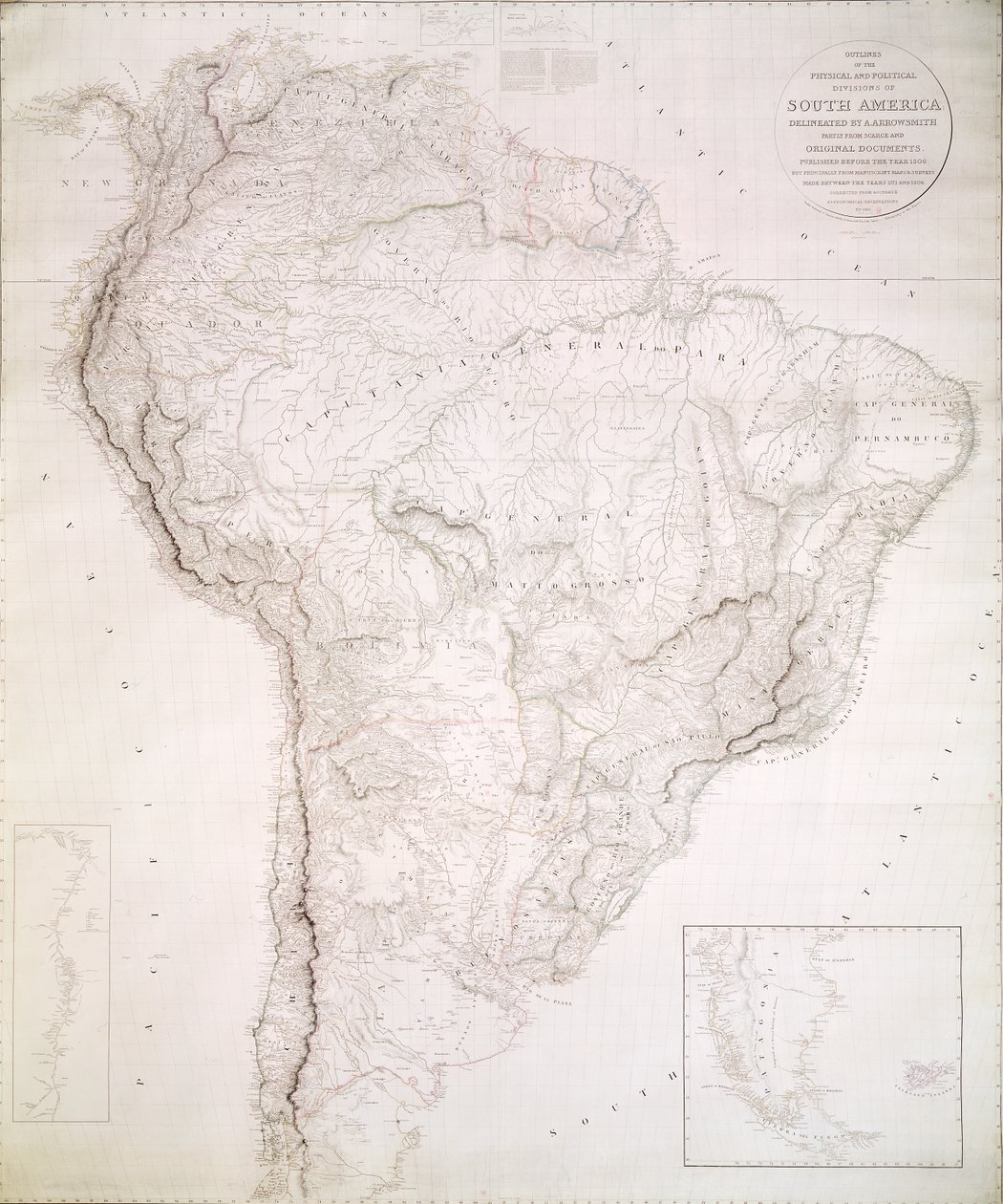 Contornos de las divisiones Físicas y Políticas de América del Sur, 1810 de Aaron Arrowsmith