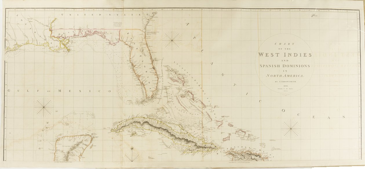 Carta de las Indias Occidentales y de los dominios españoles en América del Norte de Aaron Arrowsmith