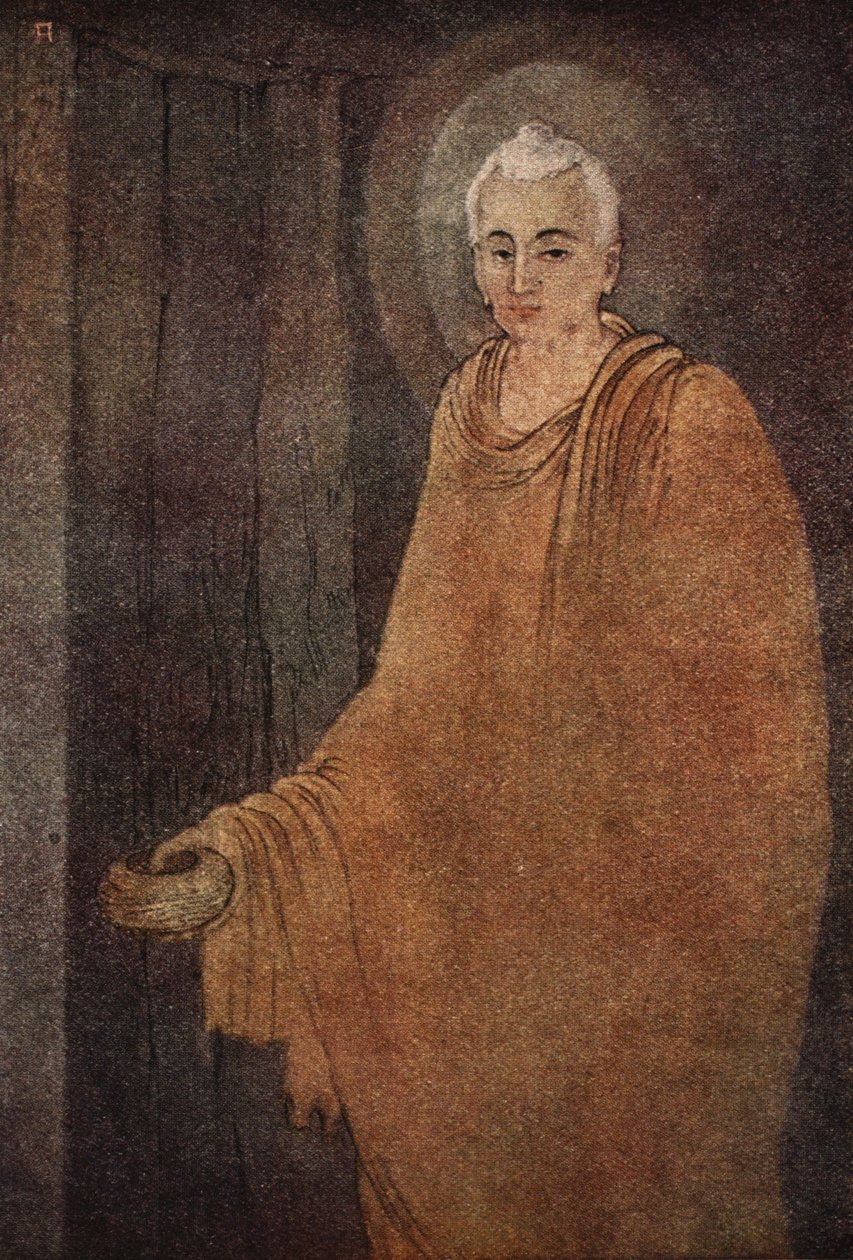 Buda como mendicante, ilustración de "Mitos de los hindúes y los budistas" de la hermana Nivedita y Ananda Coomaraswamy de Abanindranath Tagore