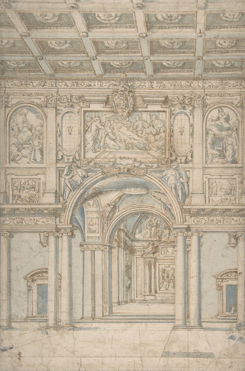Estudio del interior de Santa Maria Maggiore en Roma, 1621-46 de Abbate Paolo de Angelis