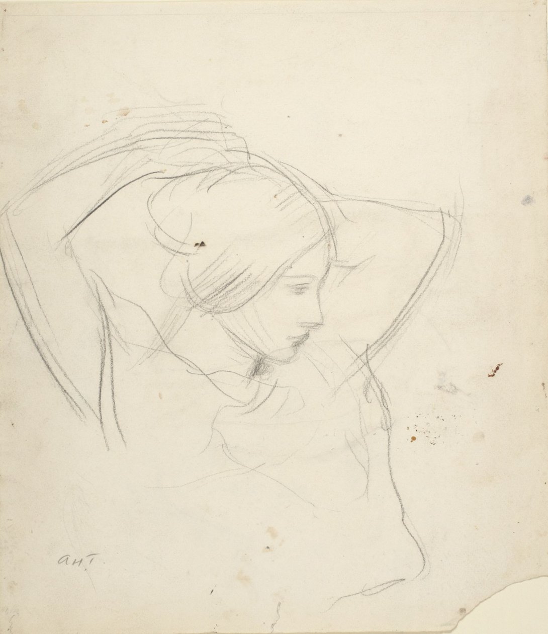 Chica peinándose de Abbott Handerson Thayer