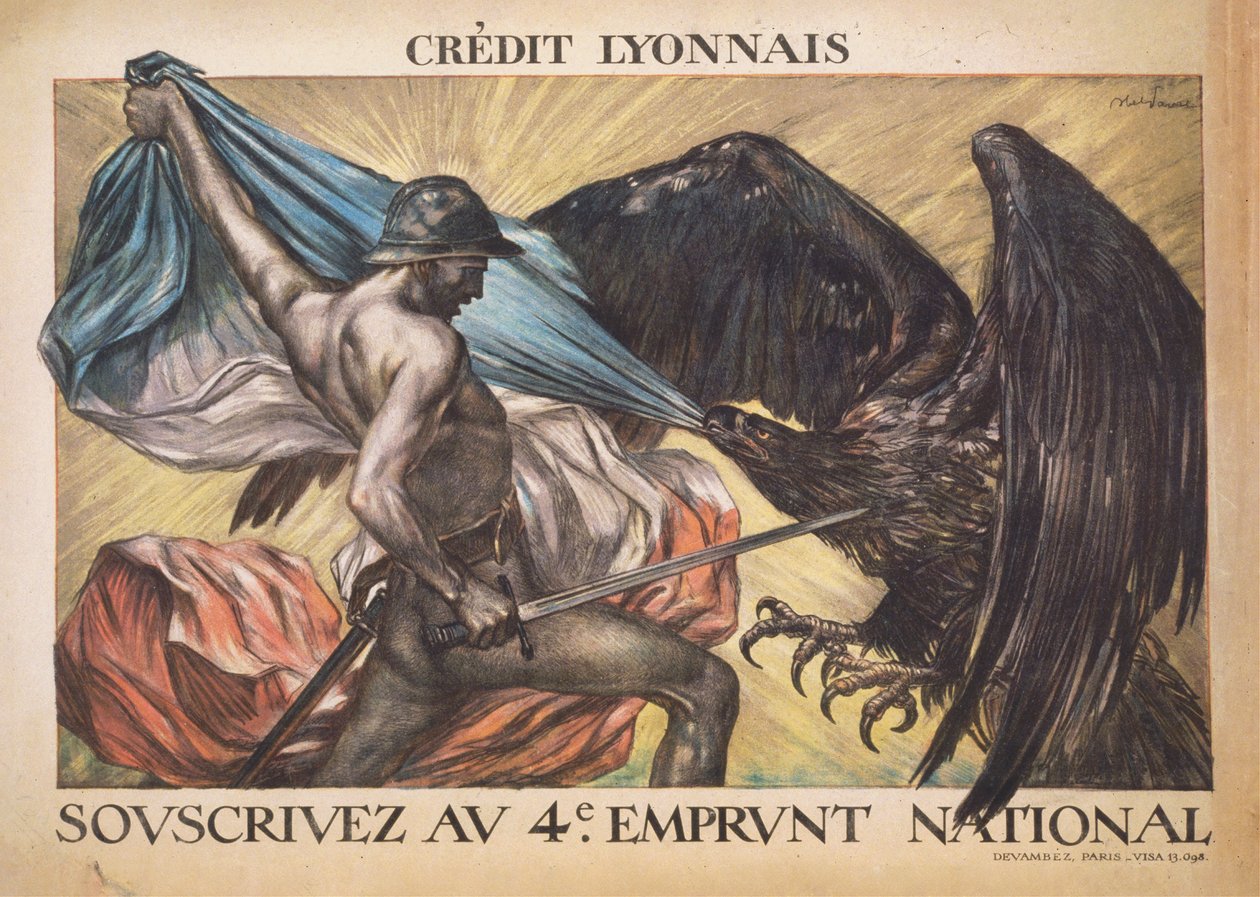 Crédit Lyonnais. Suscríbase al 4º Empréstito Nacional, 1918 de Abel Faivre