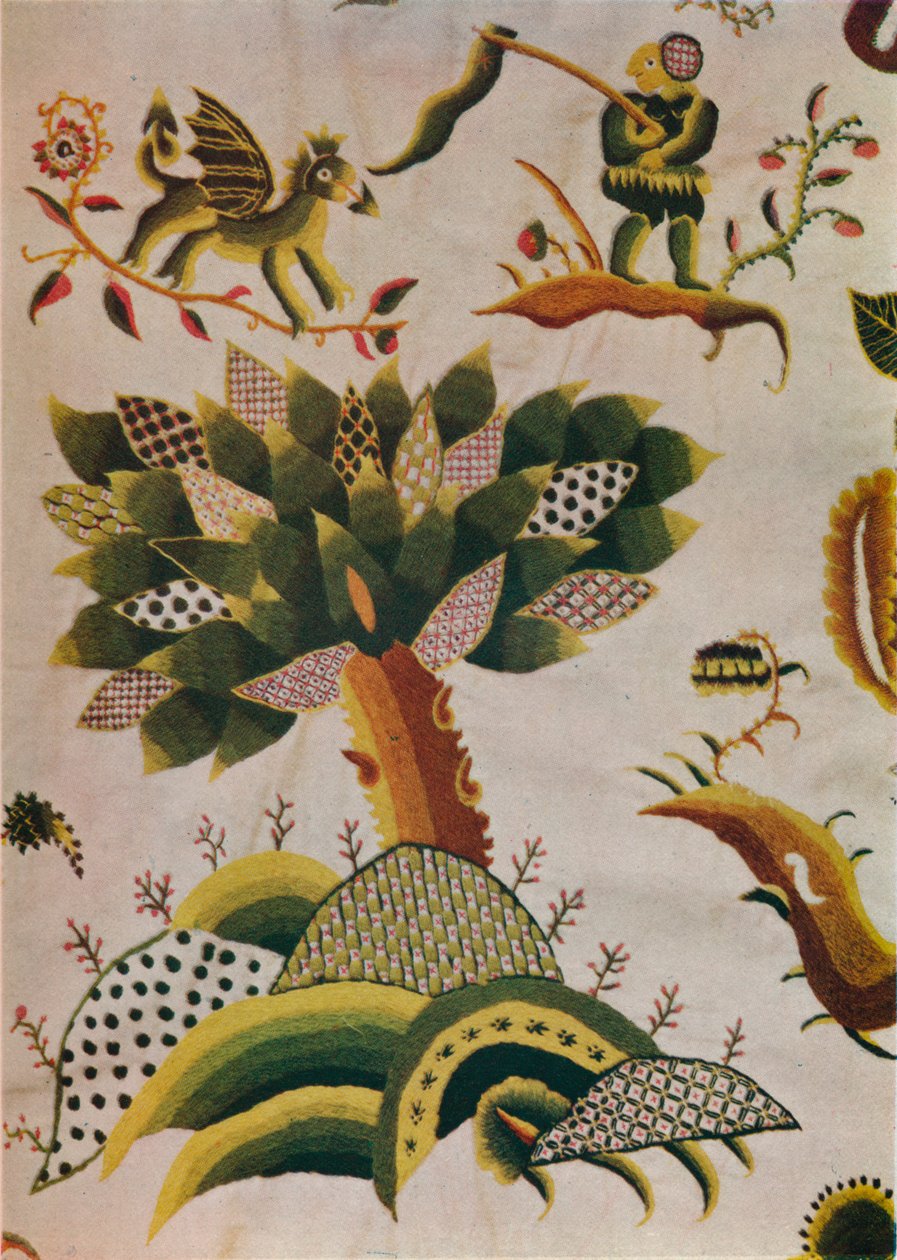 (detalle) de cortina de cama de trabajo crewel inglés, c1680 de Abigail Pett