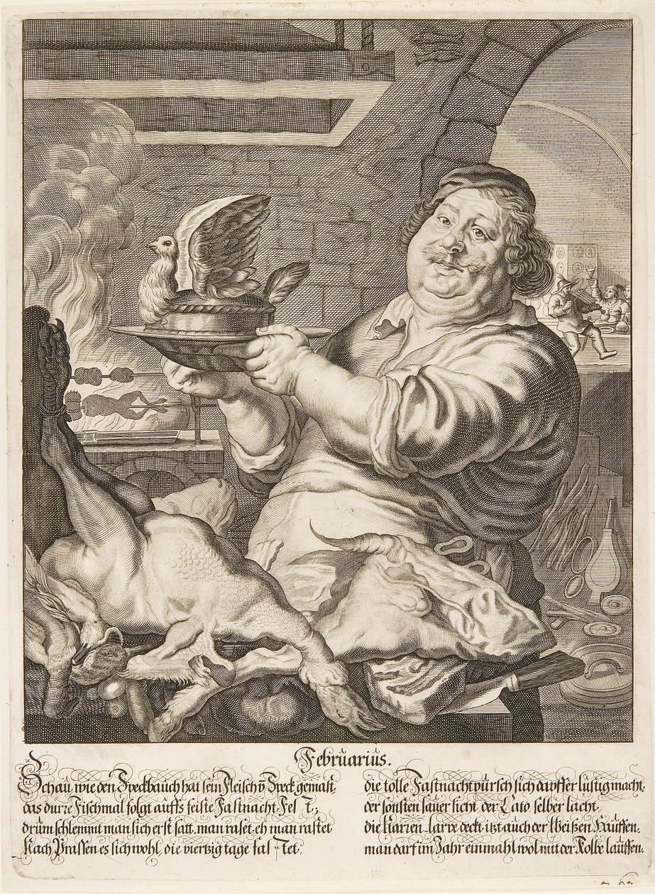 Grabado de Febrero de la serie Los doce meses del año de Abraham Aubry de Abraham Aubry