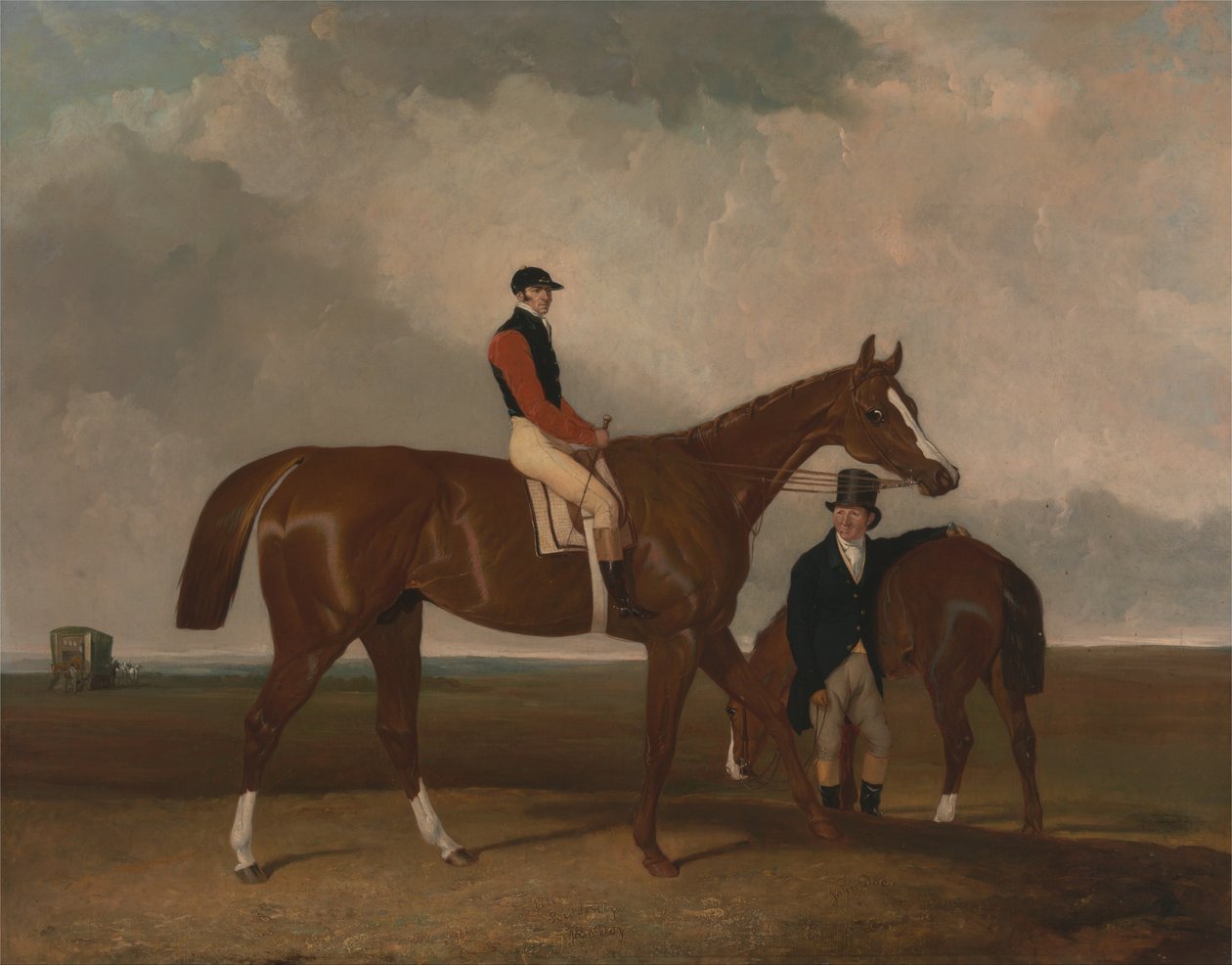 Elis en Doncaster, montado por John Day, con su furgón en el fondo de Abraham Cooper