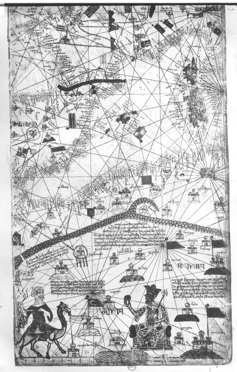 (detalle) del Atlas Catalán, 1375 de Abraham Cresques