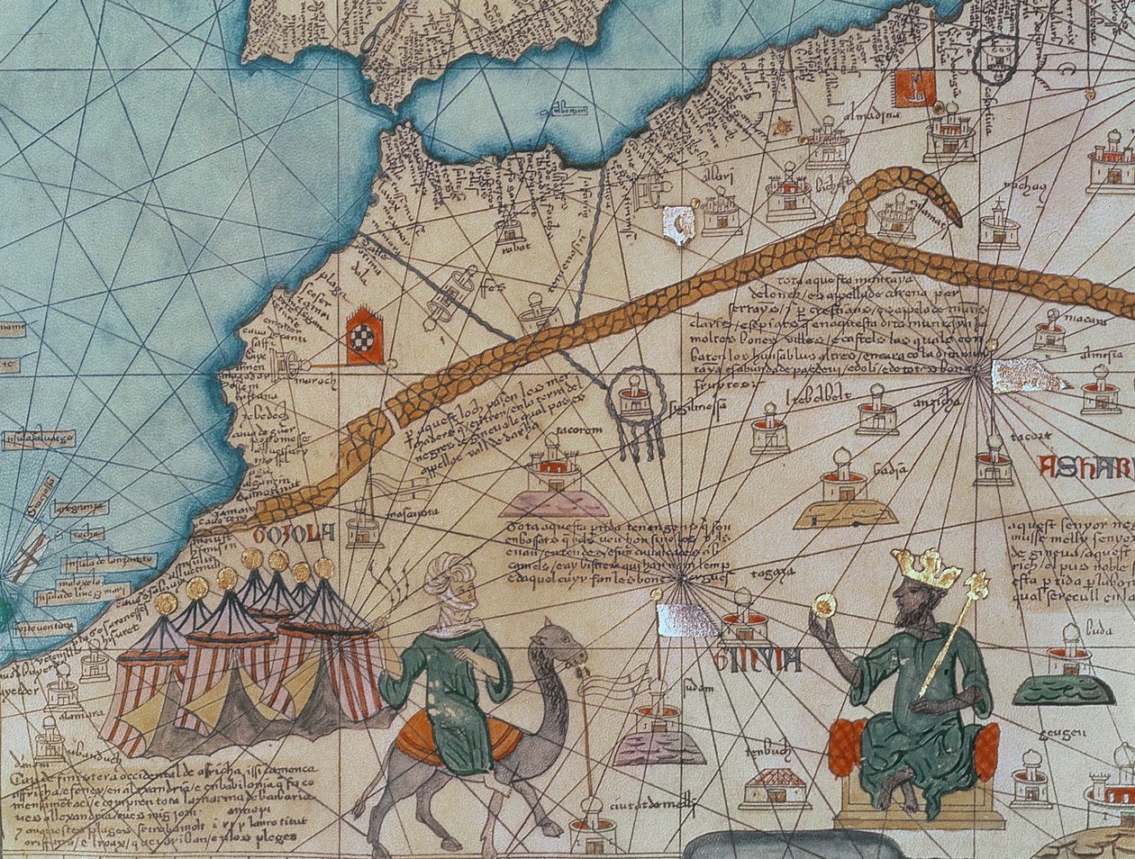 Detalle del Atlas Catalán, 1375 (detalle) de Abraham Cresques