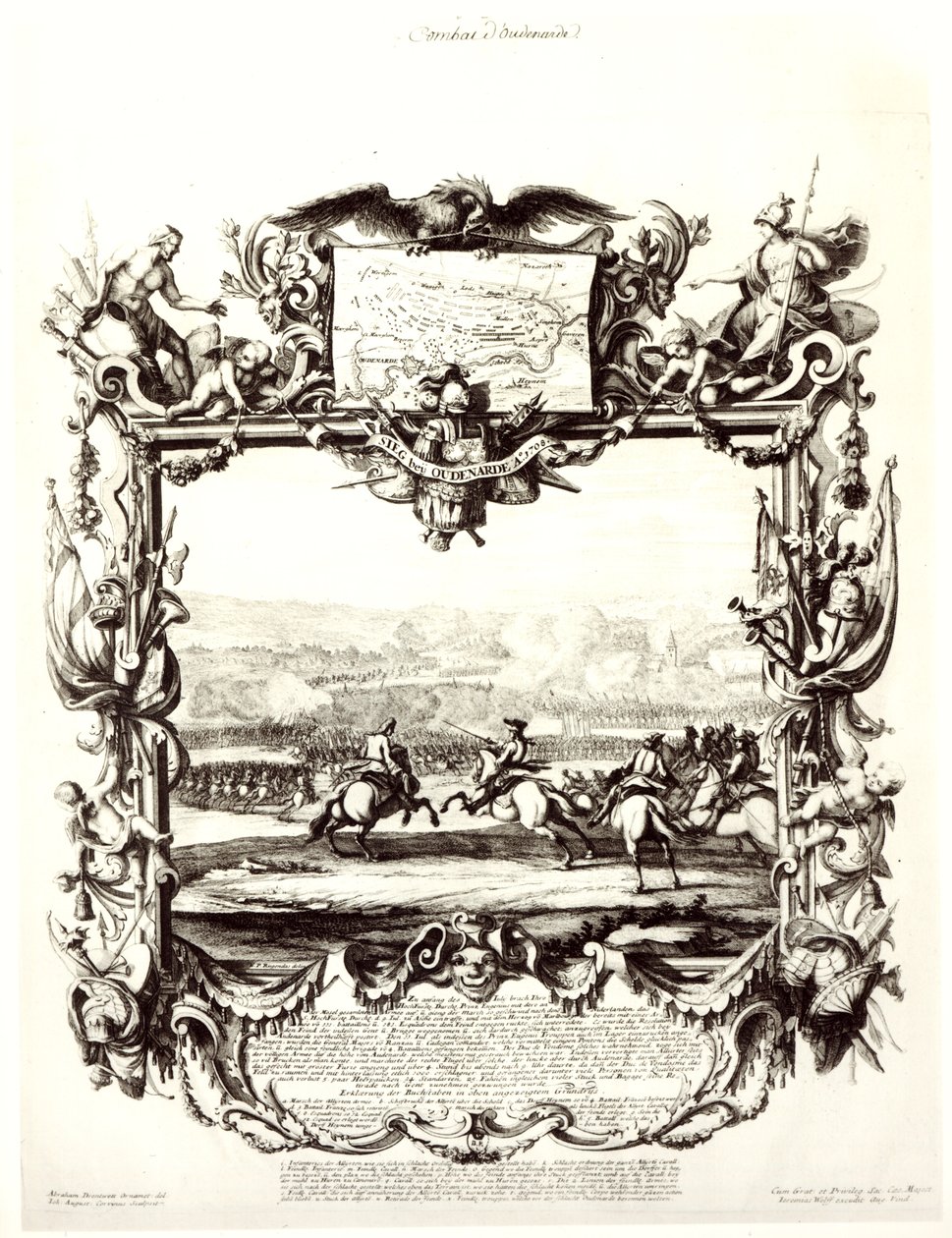 La Batalla de Oudenaarde, 11 de julio de 1708, grabado por Jeremias Wolff y Johann August Corvinus de Abraham Drentwett
