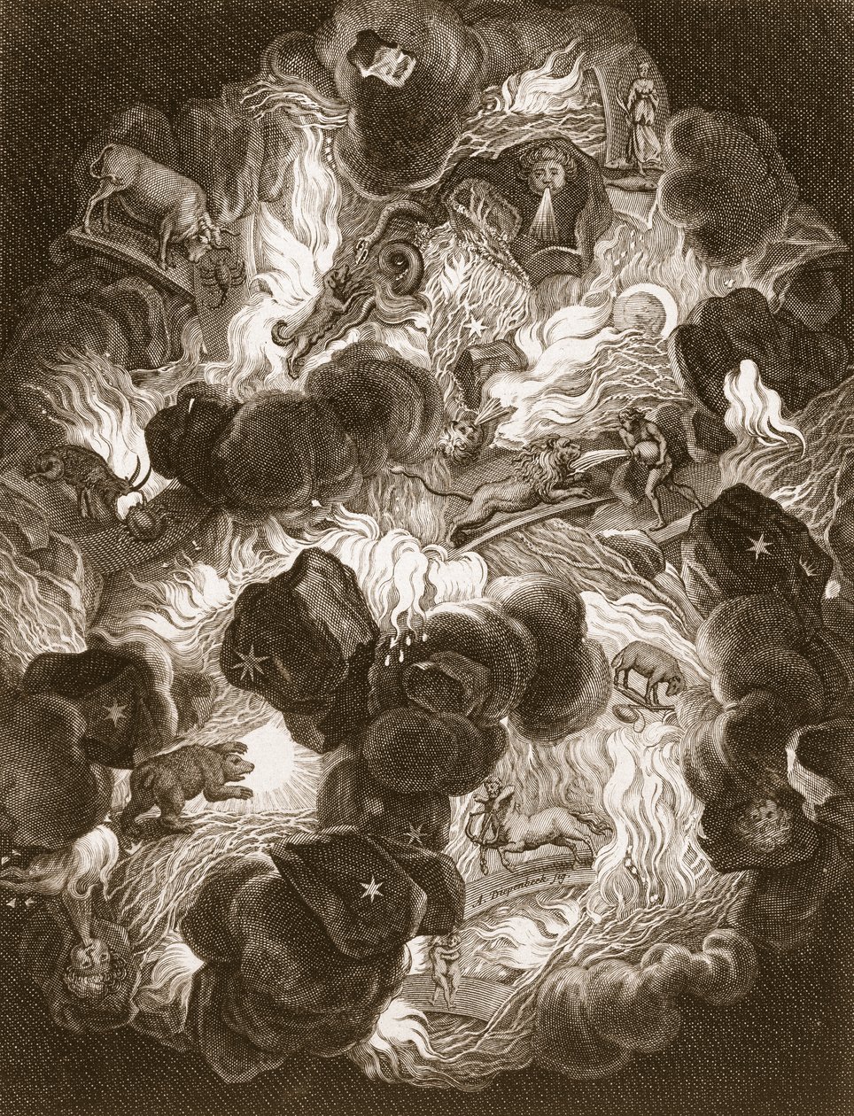 El caos, grabado por Bernard Picart (1673-1733), 1731 de Abraham van Diepenbeeck