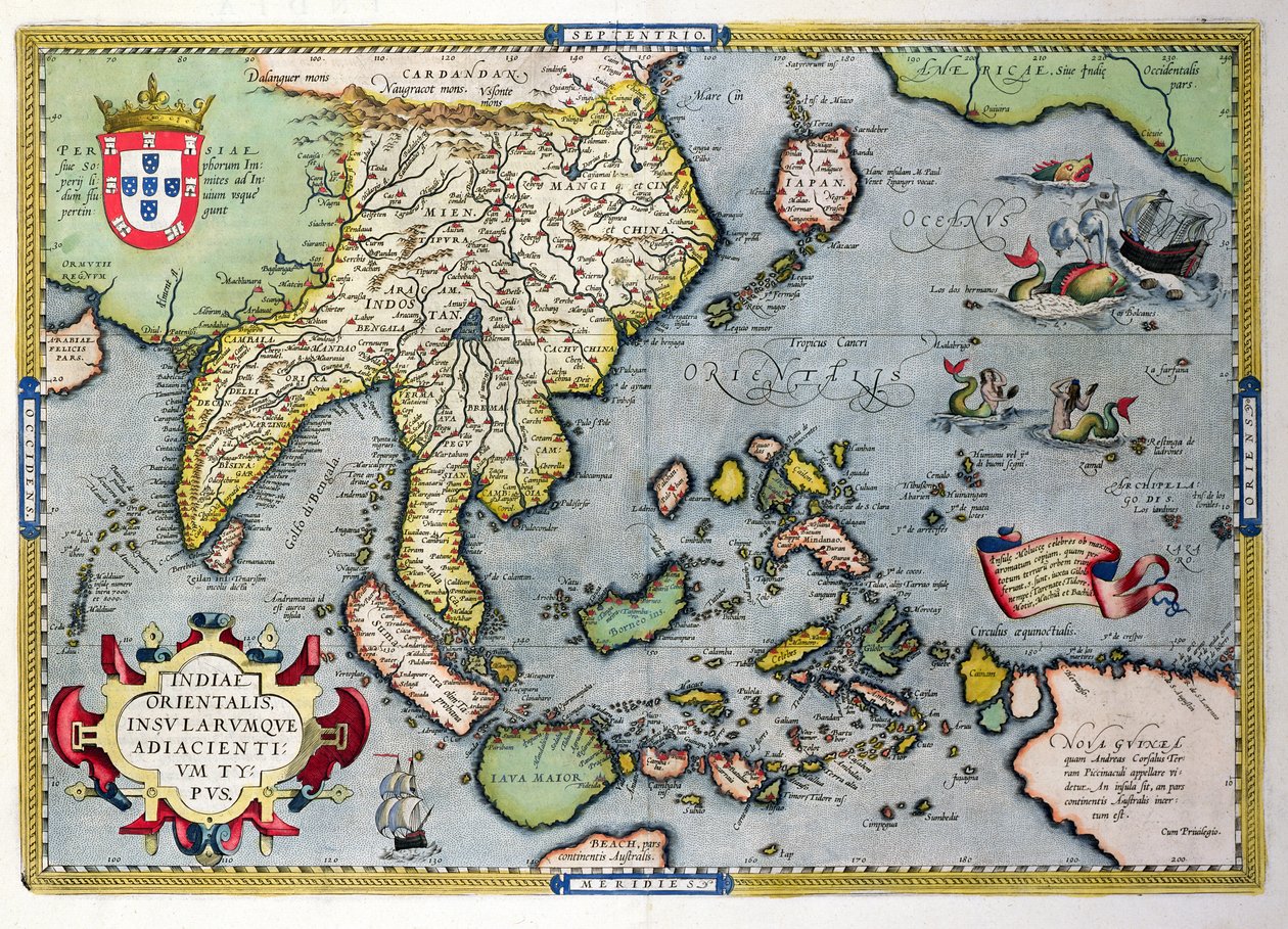 Mapa de India a Nueva Guinea, c.1570-1603 de Abraham Ortelius