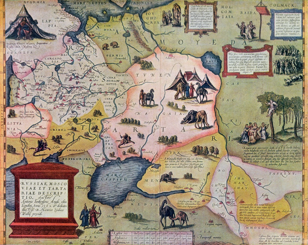 Mapa del imperio ruso en el siglo XVI, copia de un original de 1571 de Abraham Ortelius