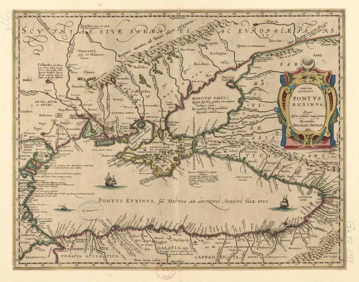 Ponto Euxino de Abraham Ortelius