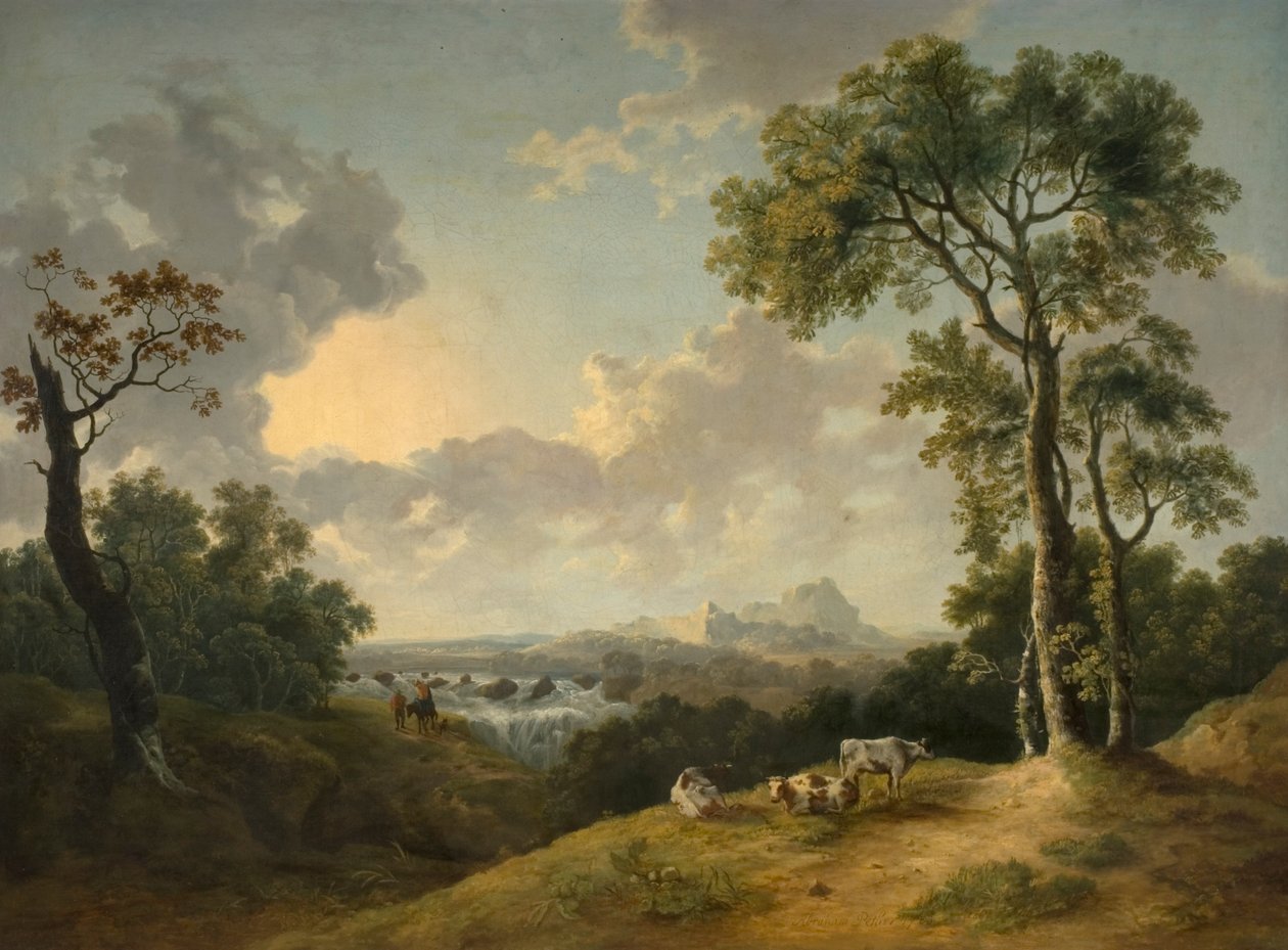 Paisaje con una cascada, 1783 de Abraham Pether