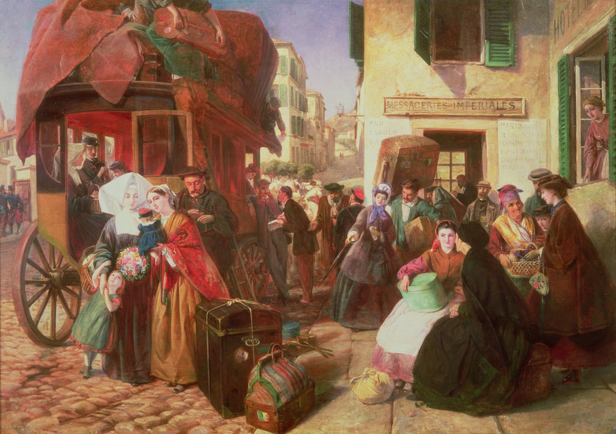 La partida de una diligencia de Biarritz, 1862 de Abraham Solomon