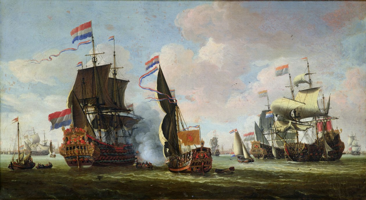 La llegada de Michiel Adriaanszoon de Ruyter (1607-76) a Ámsterdam de Abraham Storck