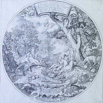 La Edad de Oro, grabado por Jan Theodore De Bry (1561-1623) de Abraham (after) Bloemaert