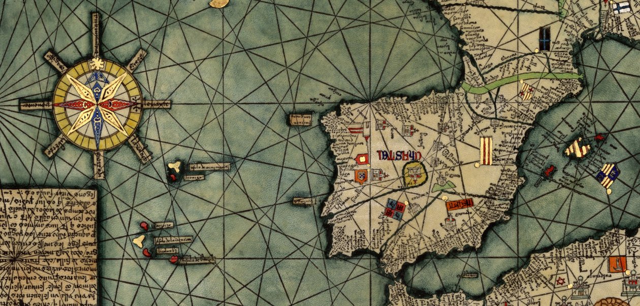 (detalle) del Atlas Catalán, copia del original creado en 1375 de Abraham (after) Cresques