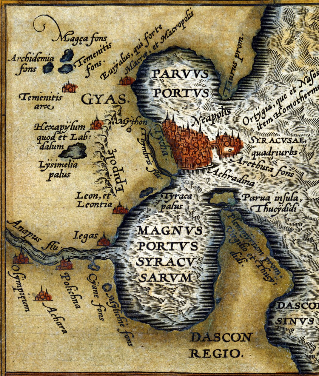 El antiguo puerto de Siracusa en Sicilia según el 
