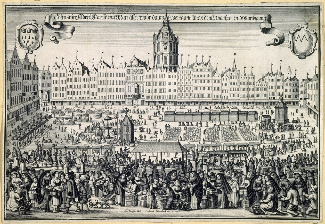 Mercado viejo en Colonia, c. 1660 de Abraham Aubry