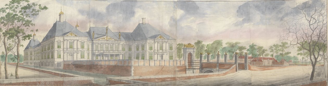 La Casa de Honselaersdijk y sus alrededores, vista desde el patio delantero de Abraham Beerstraten