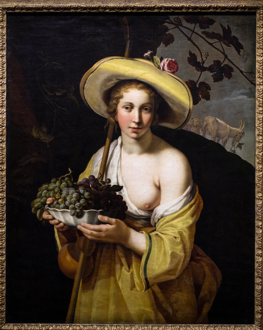 Bergere con un plato de uvas de Abraham Bloemaert