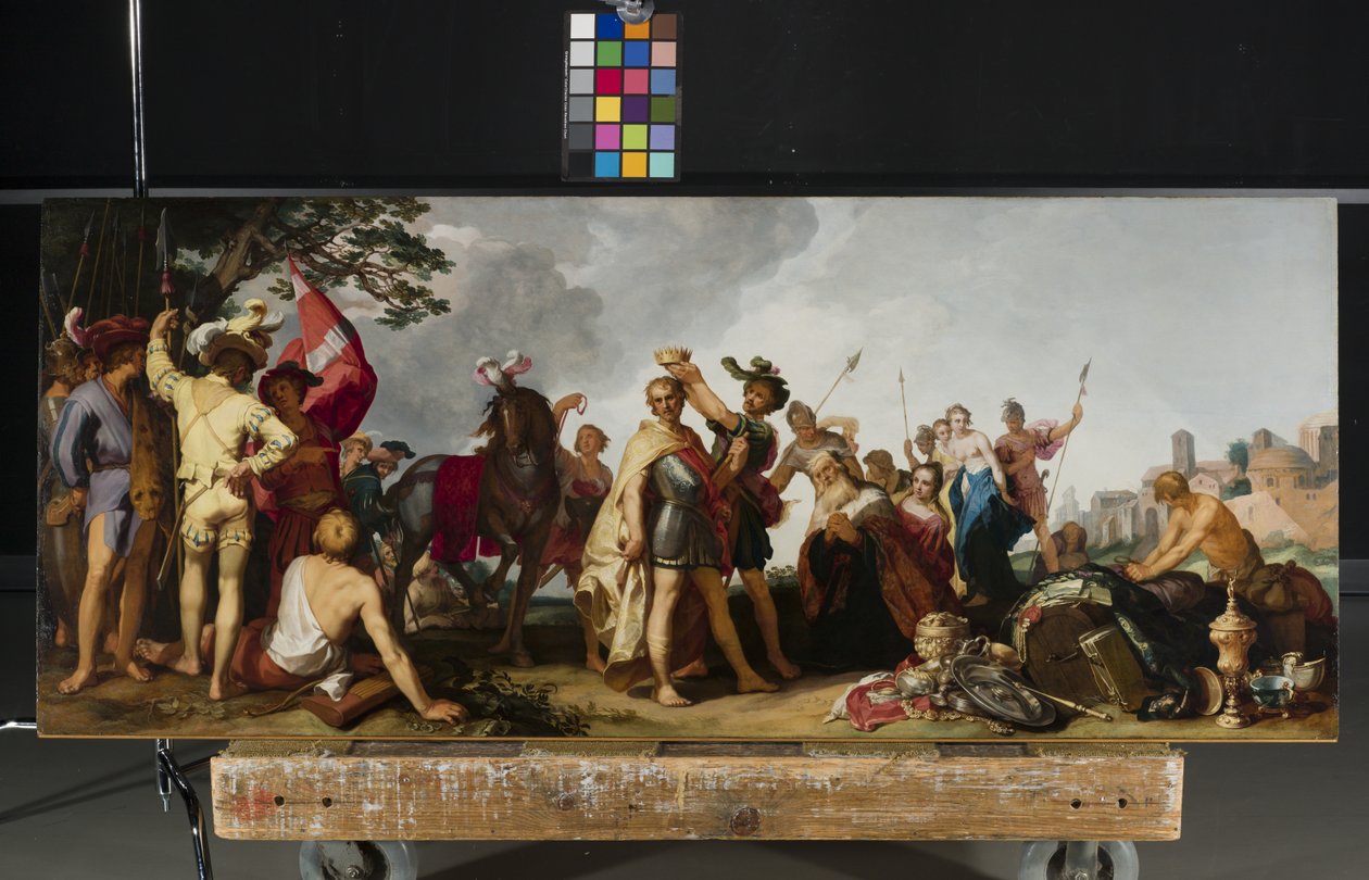 Escena de coronación (óleo sobre madera) de Abraham Bloemaert