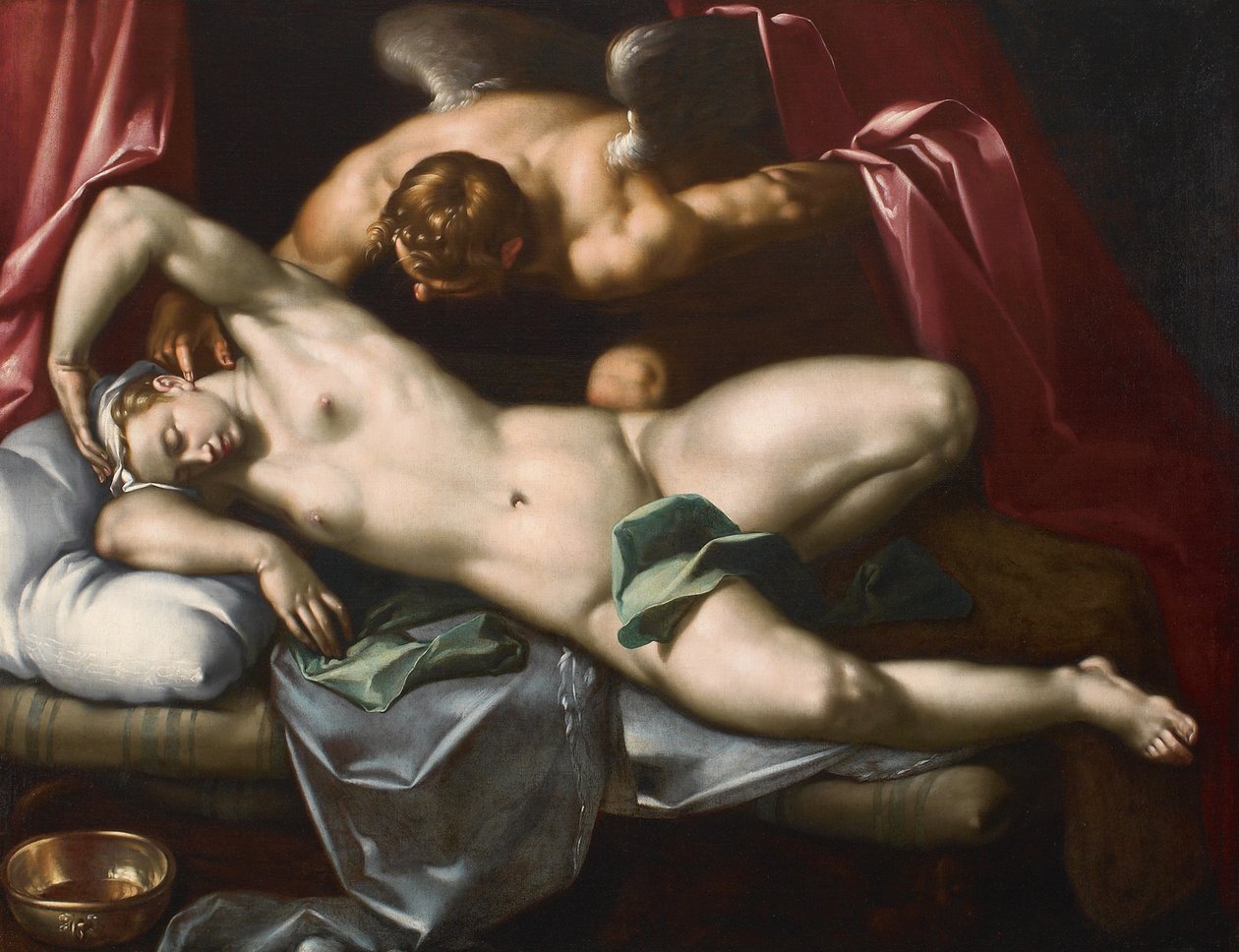 Cupido visitando a Psique por la noche de Abraham Bloemaert