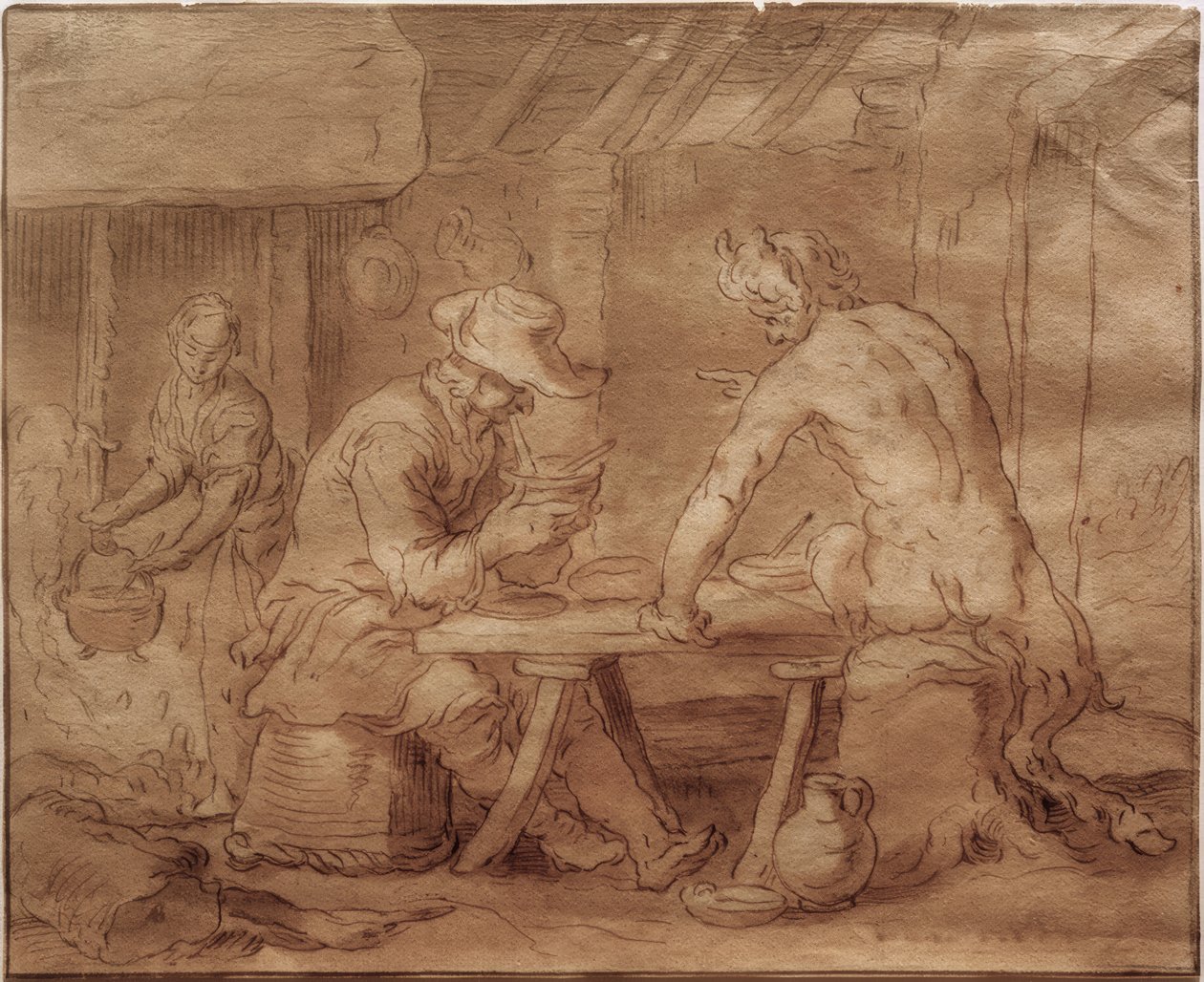 El sátiro en la granja de Abraham Bloemaert