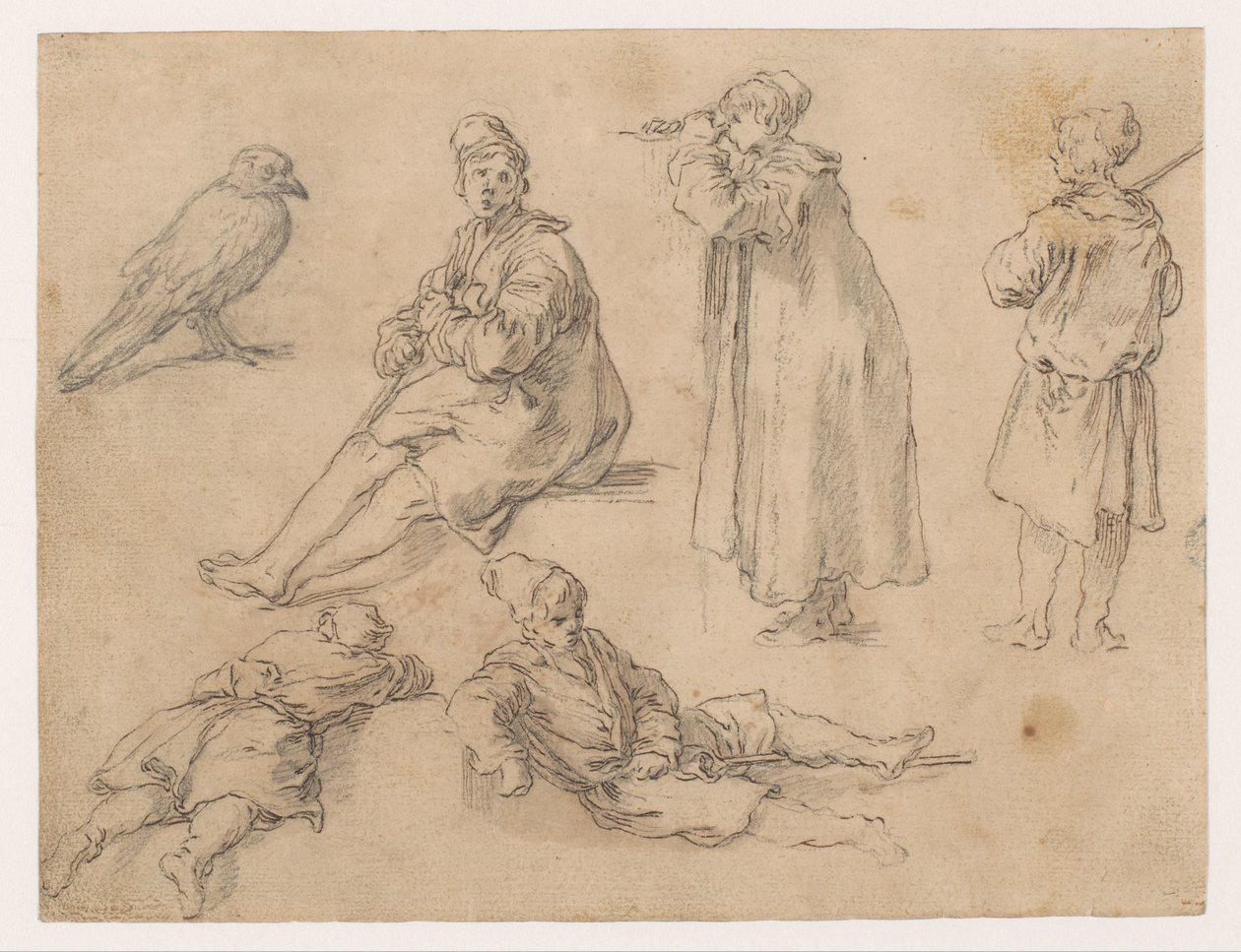 Uno sentado y dos de pie de Abraham Bloemaert
